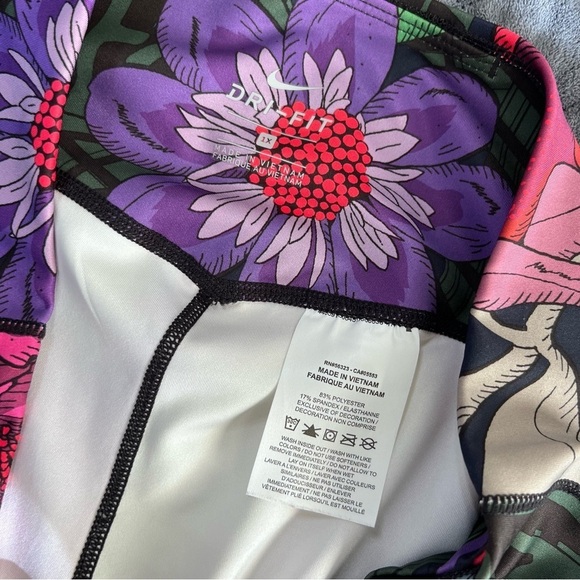 Nike Leggings Women 1X One Icon Clash Floral High Rise Tropical training run B25 - Picture 6 of 8